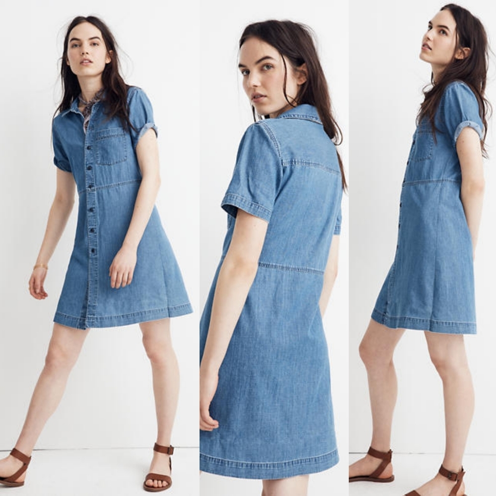 Madewell Denim Waisted Shirtdress in Penview Wash | Casual Mini Dress Size M